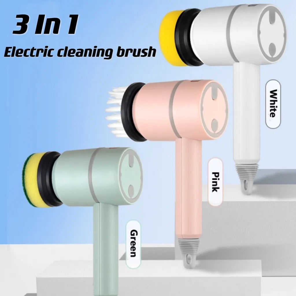 3 in 1 Electric Cleaning Brush Multi-Functional Home USB Electric Rotary Scrubber Household Appliances Cleaning Gadget